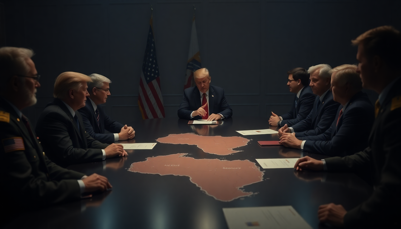 트럼프 행정부의 베네수엘라 군사 개입 논의 장면