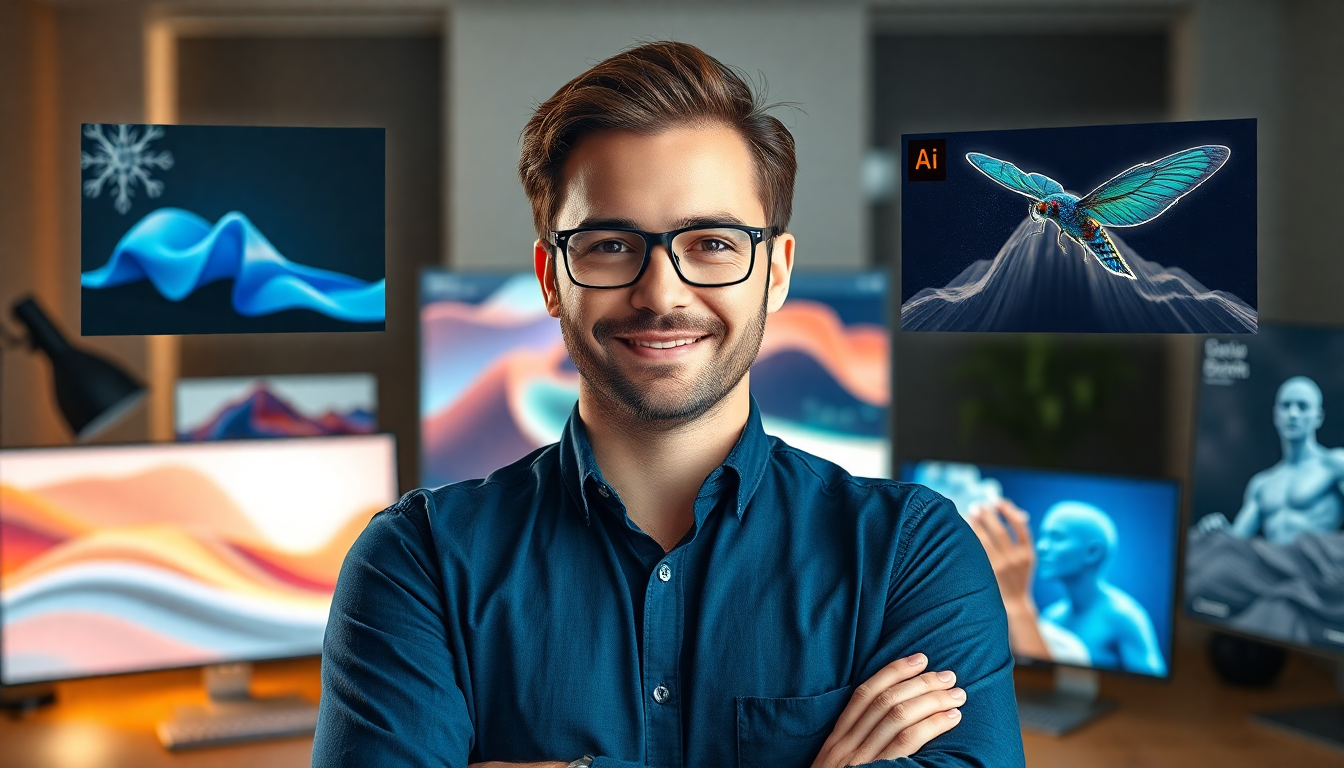 유료 AI 이미지 생성기의 고품질과 전문성을 표현하는 창의적인 전문가와 디지털 작업 공간