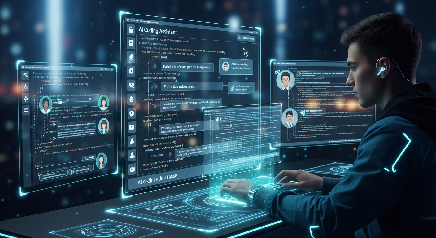 바이브 코딩 시대에 AI 코딩 도구를 사용하는 개발자 모습