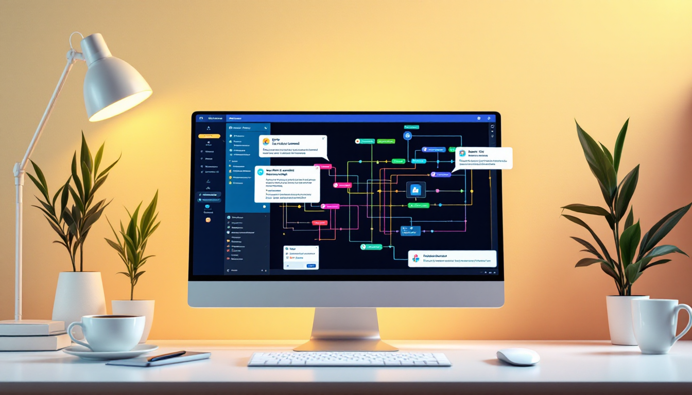 ERP, CRM, 슬랙 등 다중 시스템 통합 워크플로우 화면