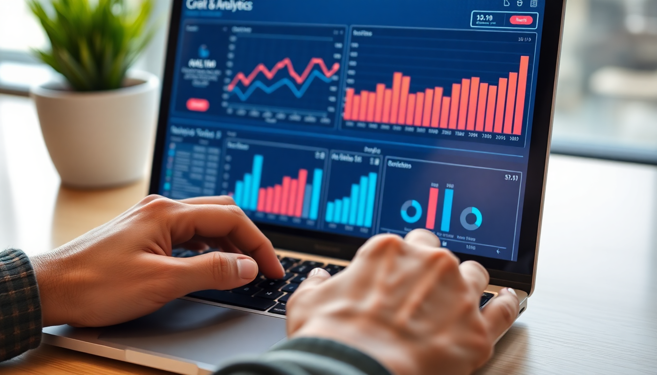 데이터 분석 작업을 하는 사람 손 클로즈업