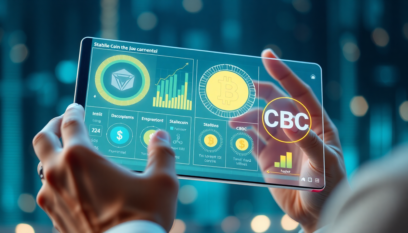 사람이 디지털 화폐 선택지와 특징을 분석하는 모습