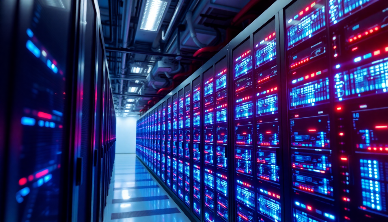 AI 이미지 생성을 위한 고성능 GPU 서버가 가득한 데이터 센터 실사 이미지