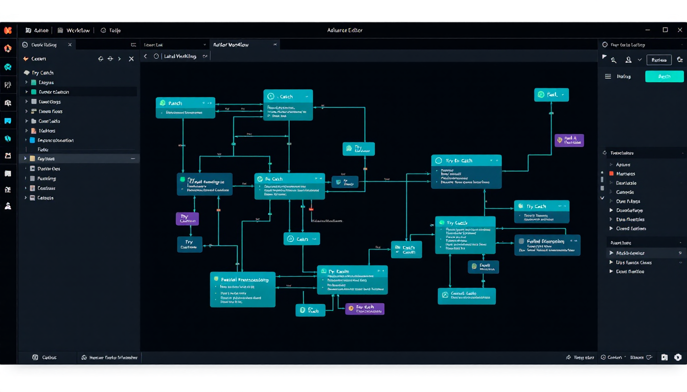 복잡한 워크플로우에서 병렬 처리, 분할 배치 및 에러 핸들링 구성 화면