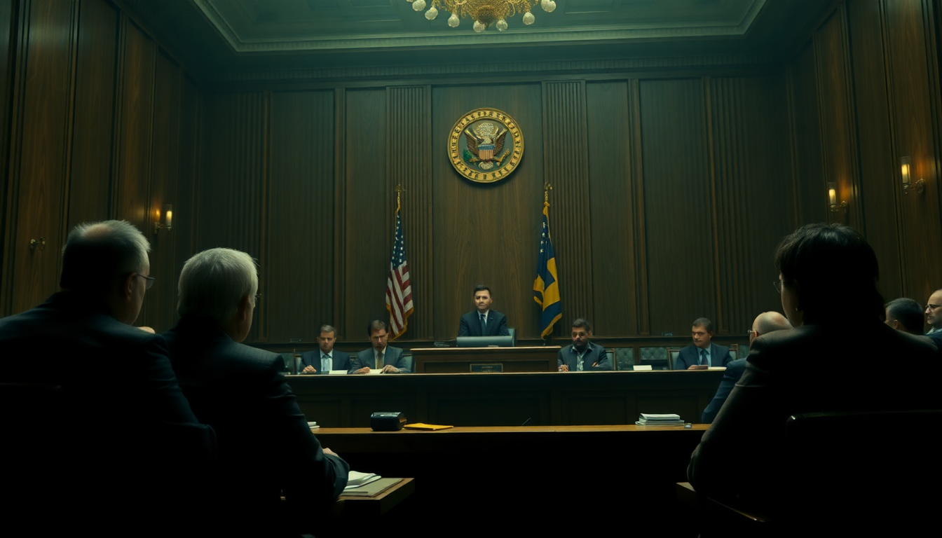 국회 청문회에서 기업 대표가 조사받는 장면