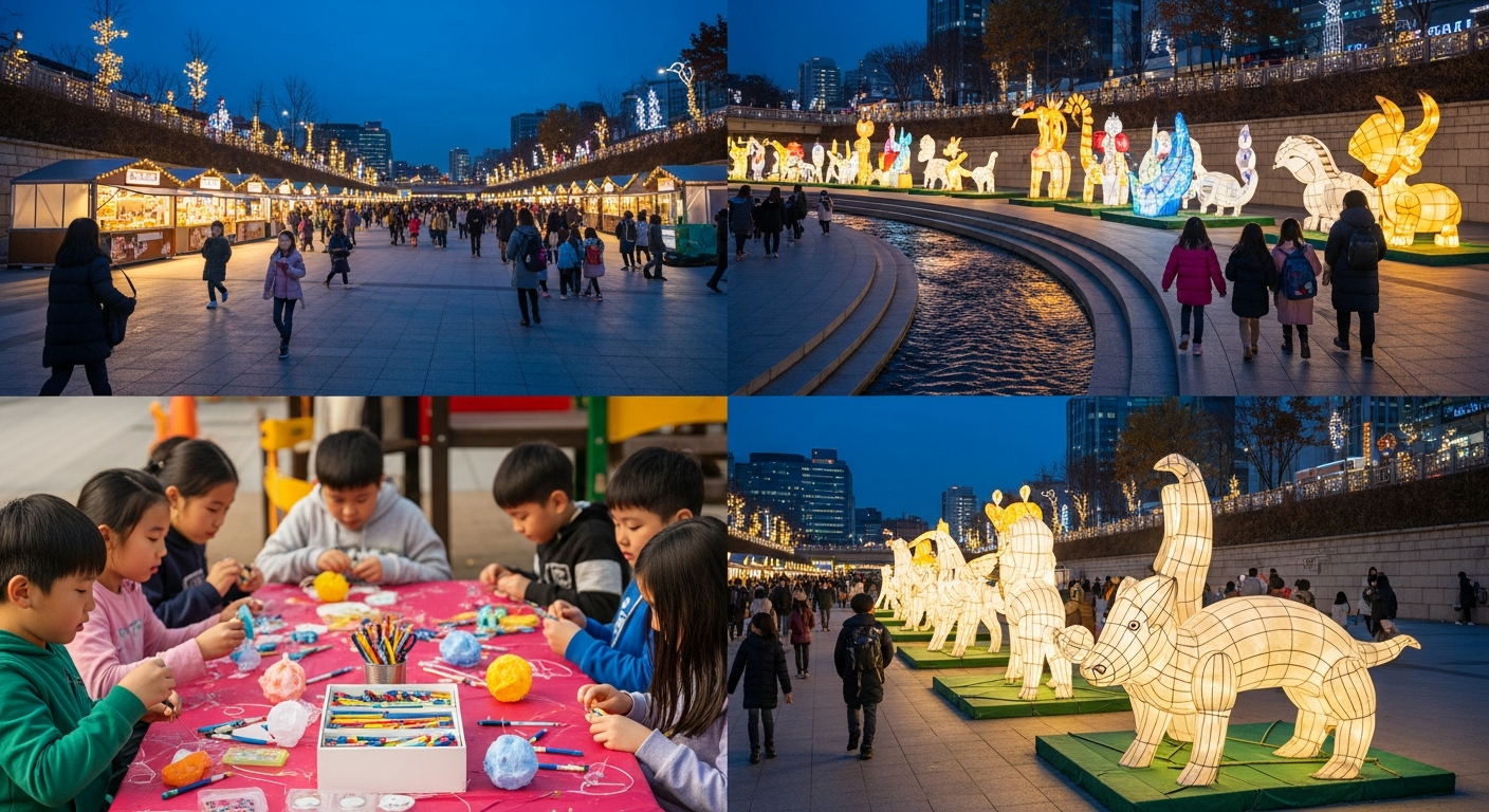 초등학생 가족을 위한 서울빛초롱축제와 광화문 크리스마스 마켓 체험과 활동 현장