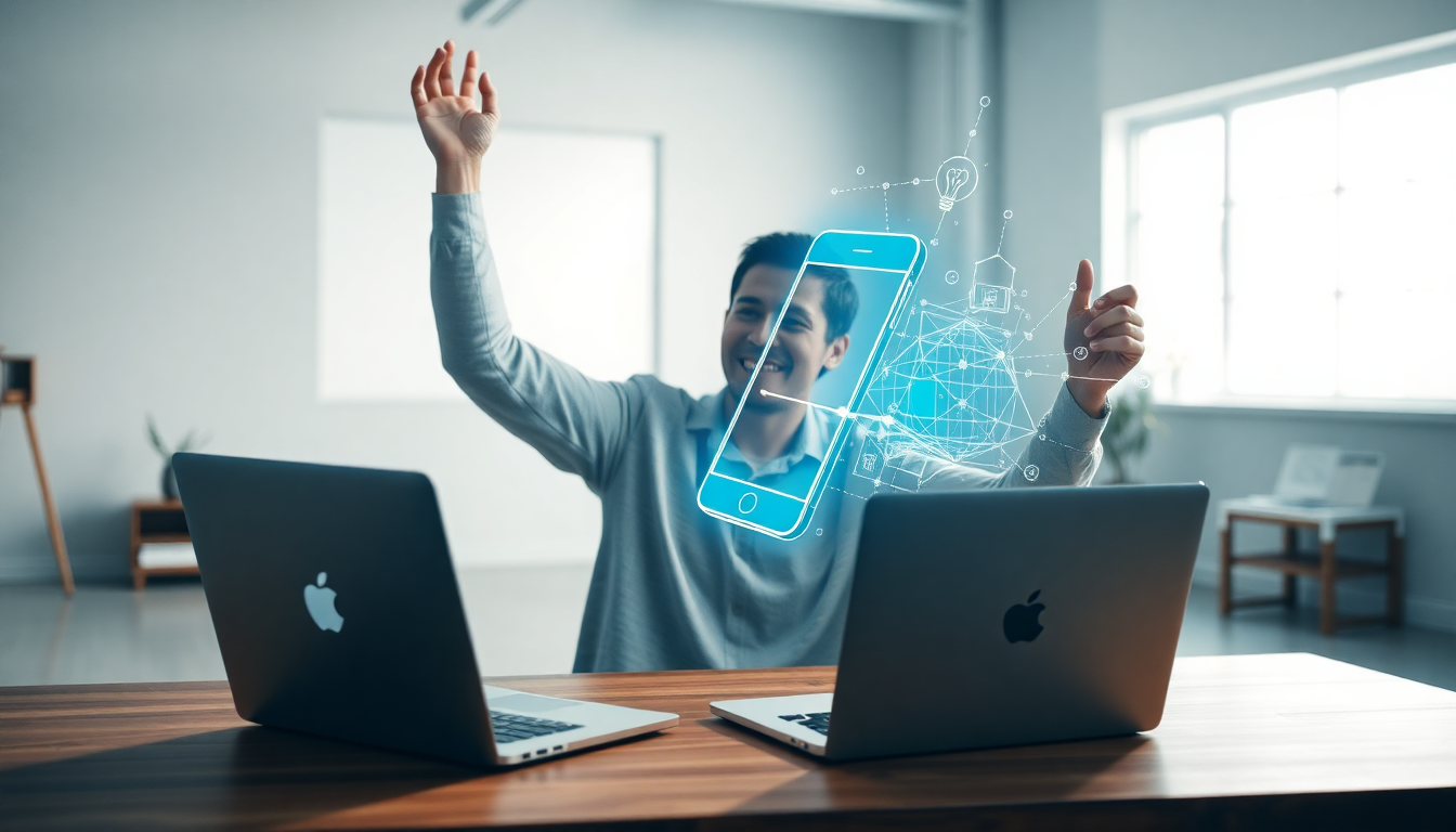 섹션 5 결론의 시각화로 아이디어가 현실로 변하는 과정을 표현한 희망찬 장면