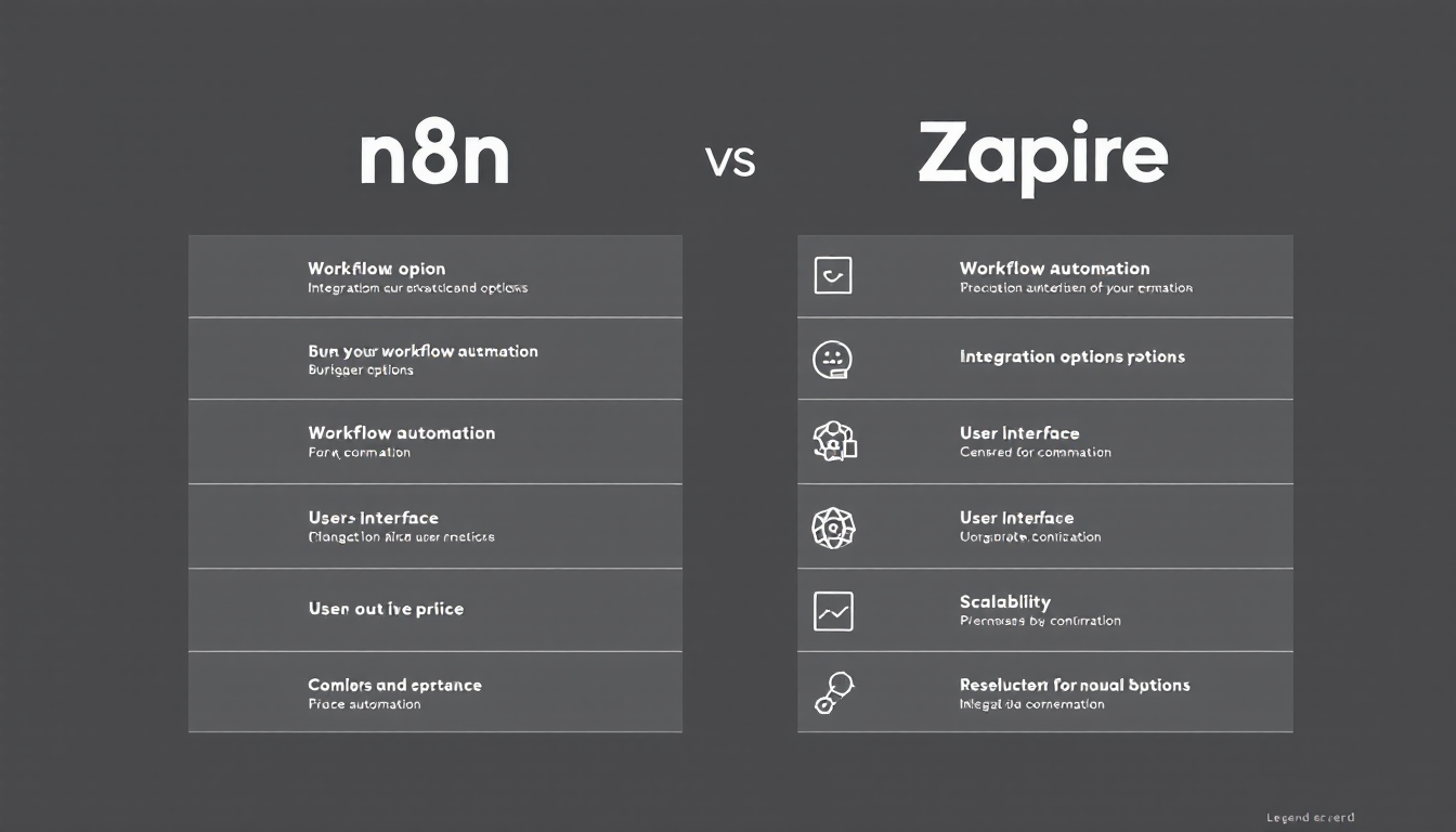 n8n과 Zapier의 기능 비교 인포그래픽 차트