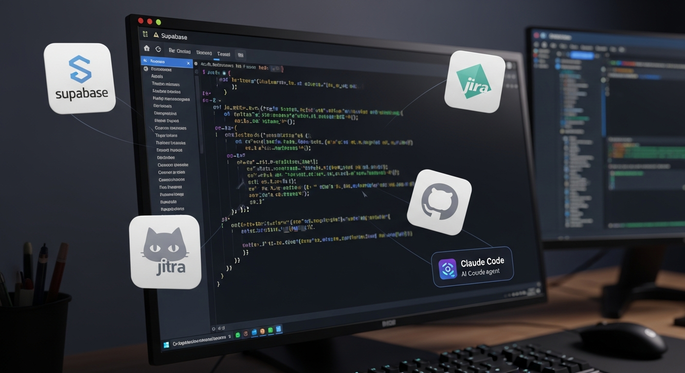 클로드 코드의 터미널 기반 AI 코딩 에이전트와 주요 외부 서비스 연동 모습