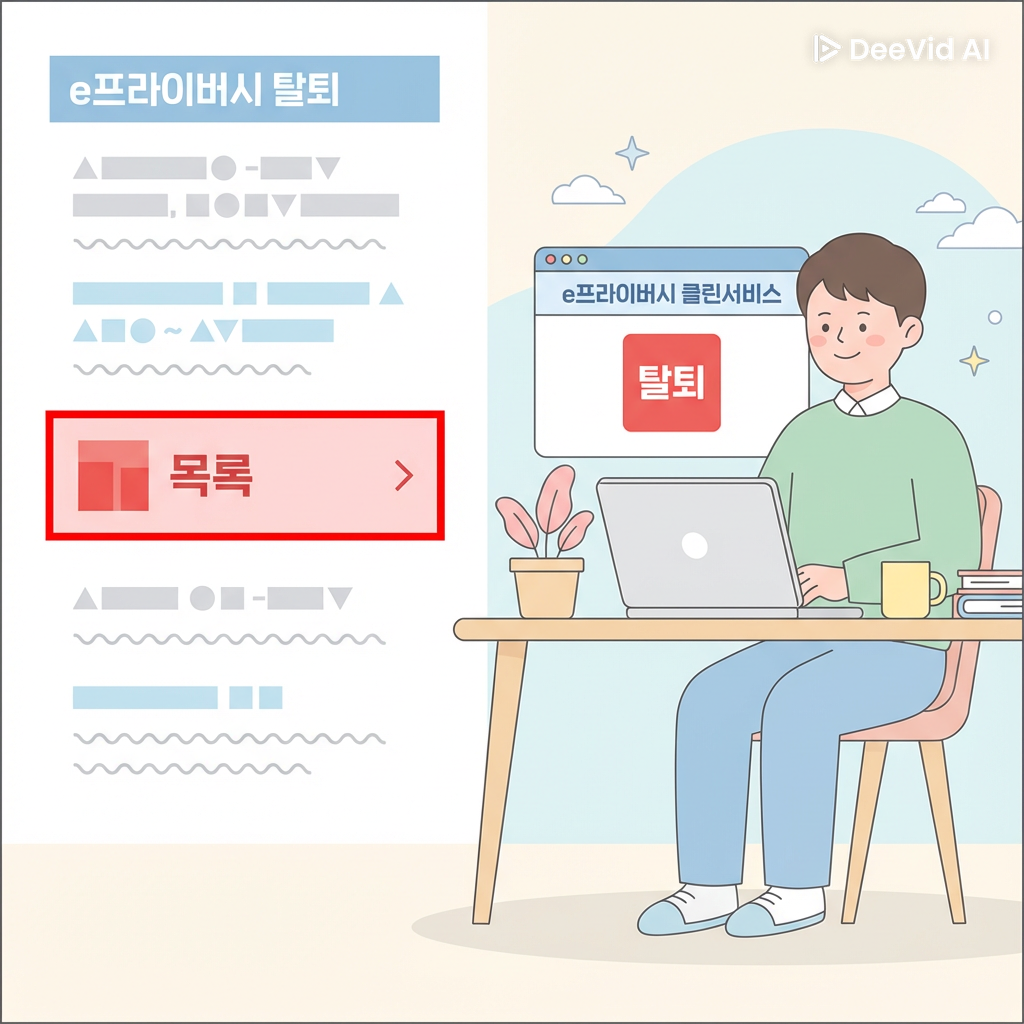 웹 서비스에서 개인정보 관리 및 계정 탈퇴를 하는 모습의 이미지
