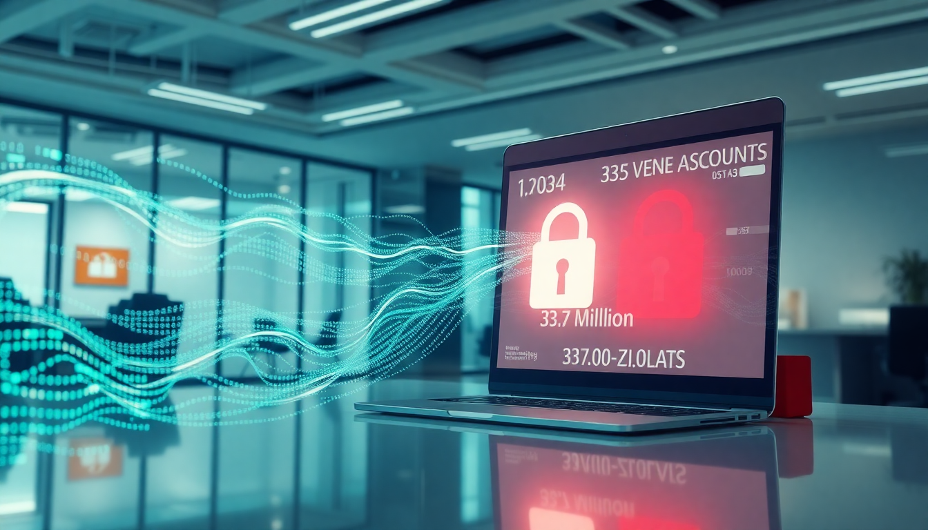 쿠팡 대규모 개인정보 유출을 상징하는 데이터 유출 장면