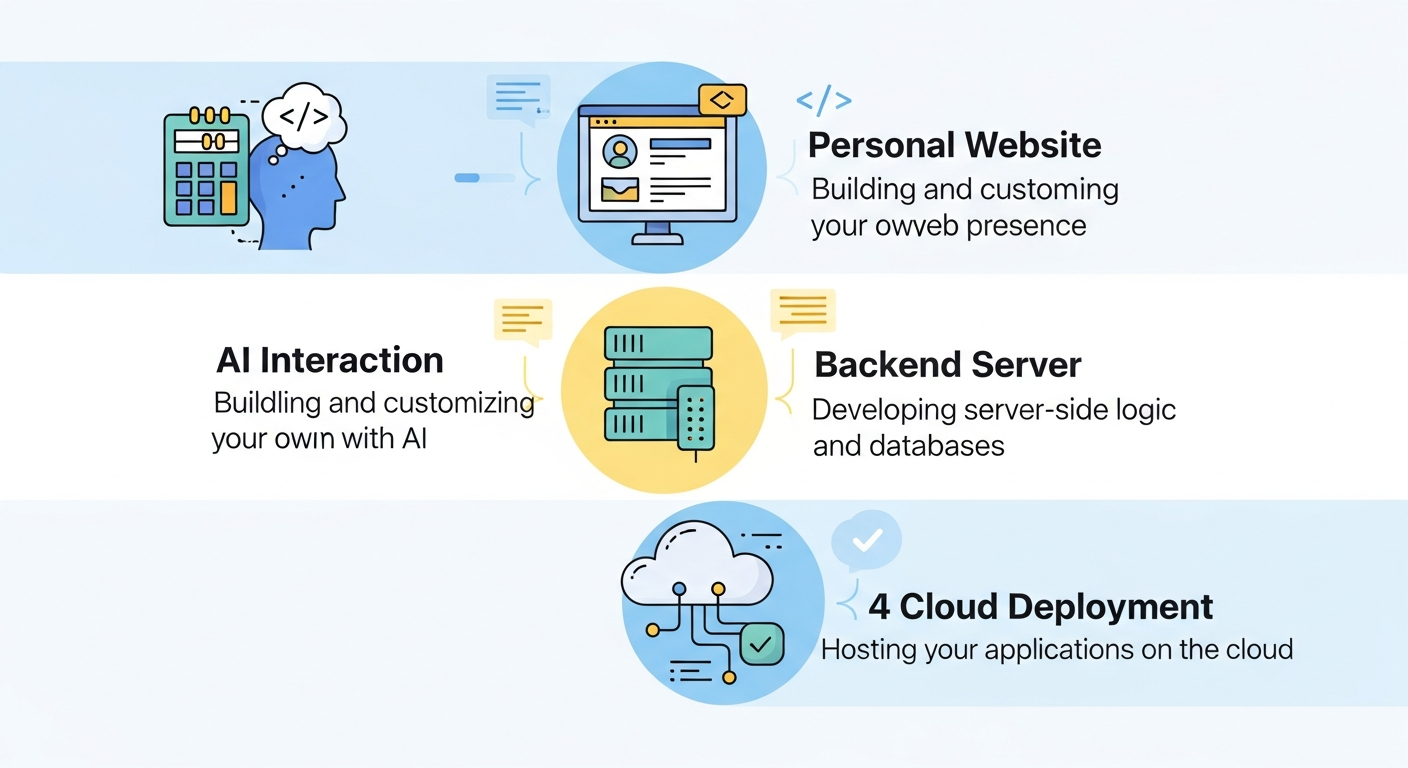 바이브 코딩 4단계 학습 로드맵 시각화