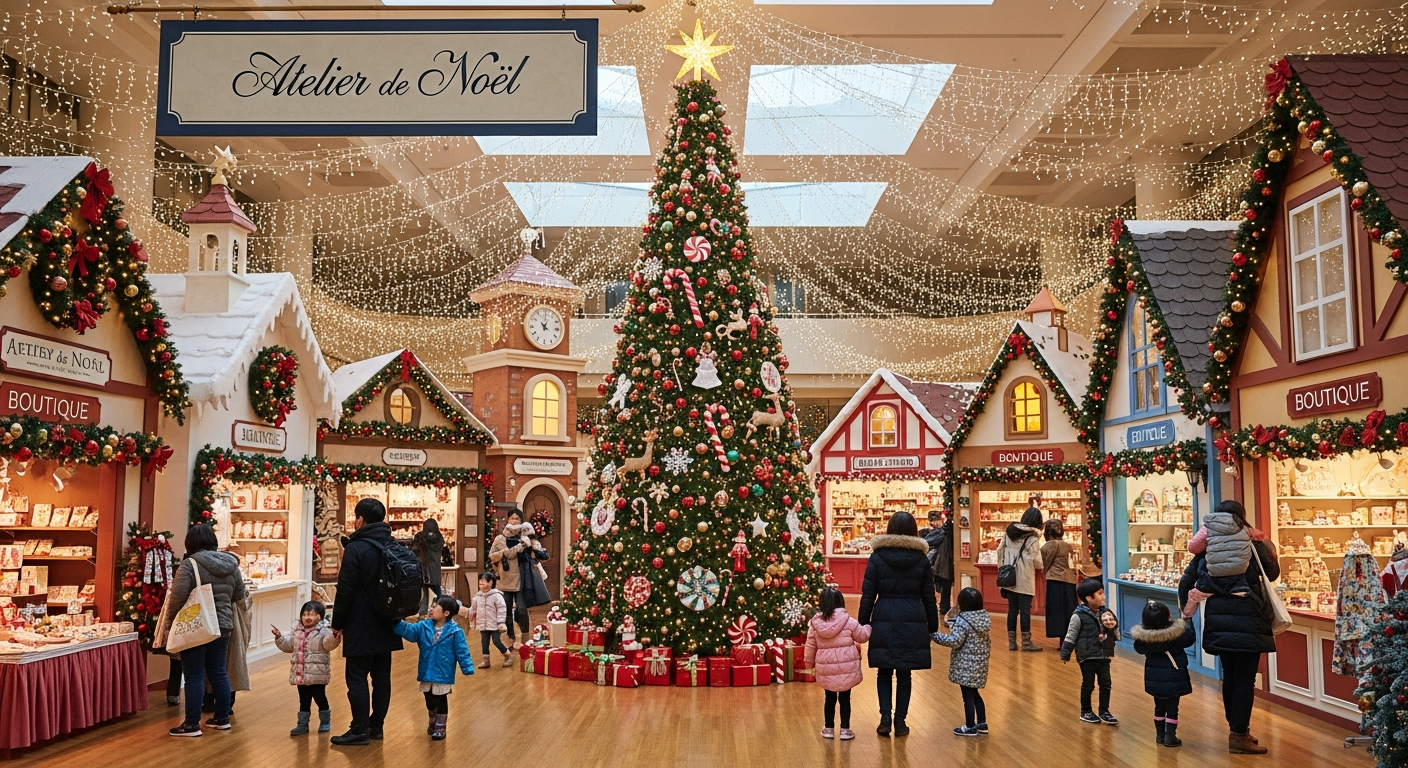 더현대 서울 5층 사운즈 포레스트의 동화 속 크리스마스 공방과 거대한 크리스마스 트리