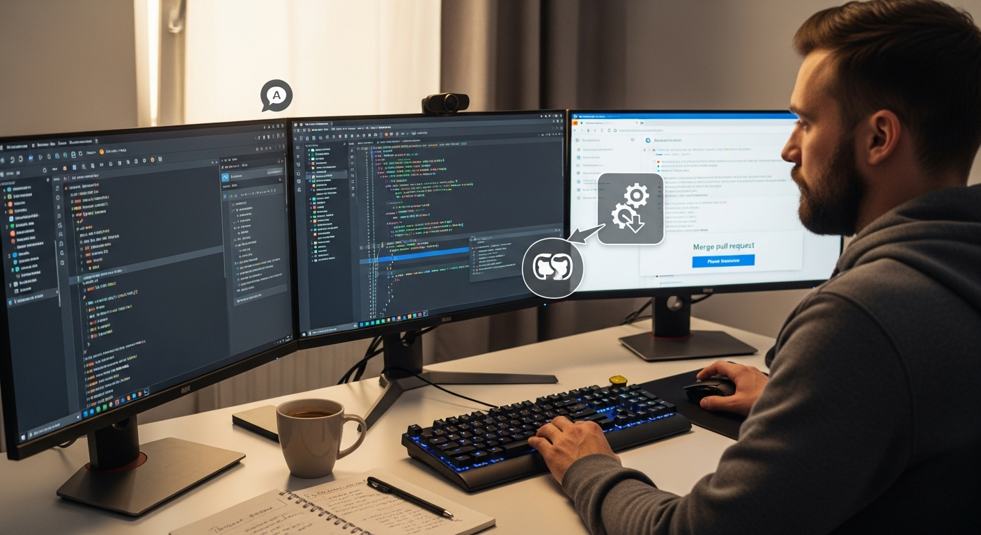 GitHub Copilot이 다양한 IDE와 협업 기능으로 통합된 모습