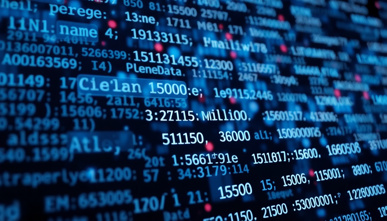 대규모 개인정보 유출을 상징하는 데이터 이미지