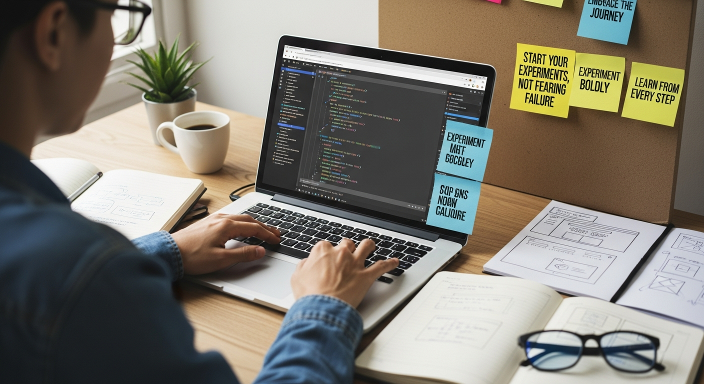 실패를 두려워하지 않고 실험으로 시작하는 사람의 모습