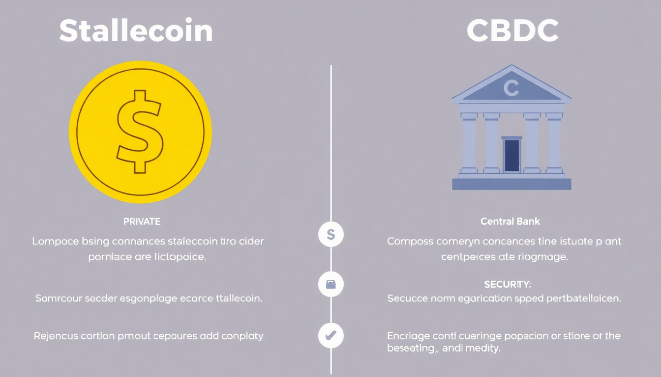 스테이블코인과 CBDC의 차이를 비교한 인포그래픽