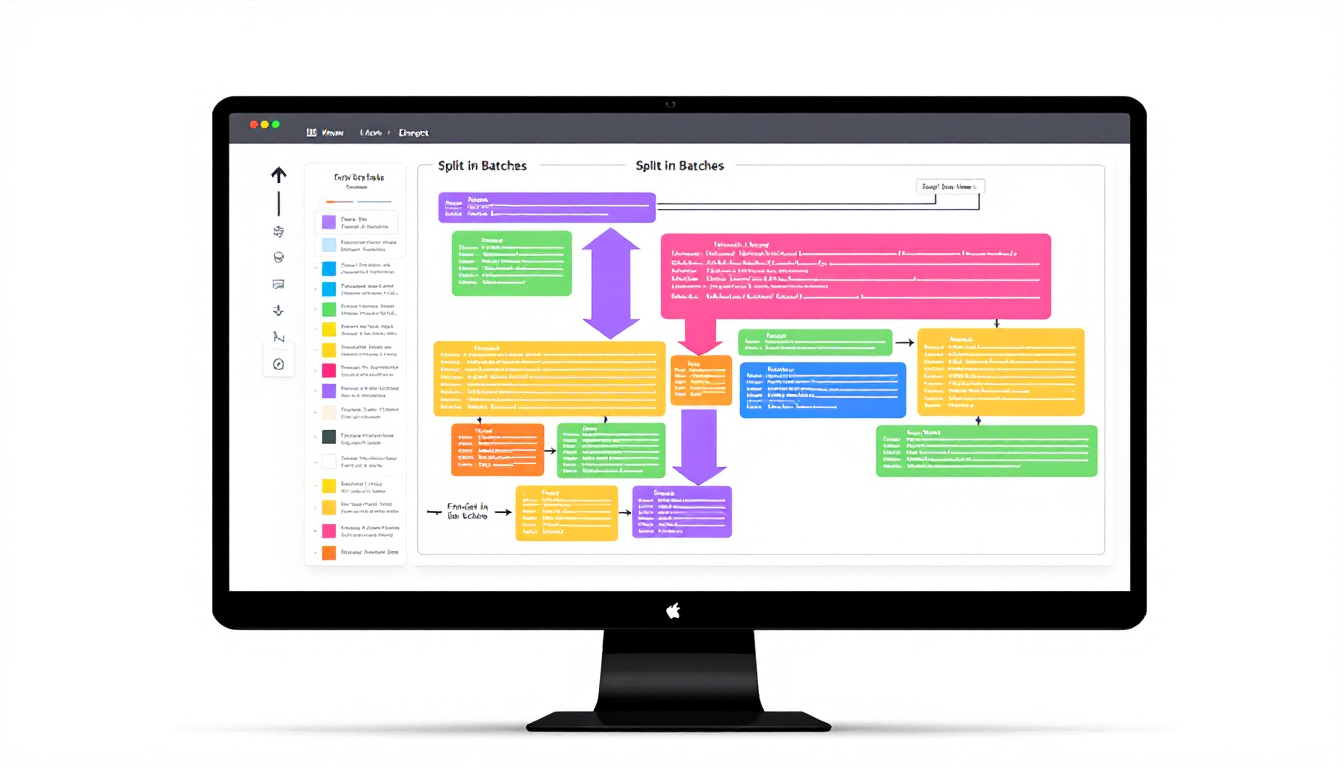 Split in Batches 노드를 이용해 대용량 데이터를 작은 묶음으로 나누어 처리하는 모습