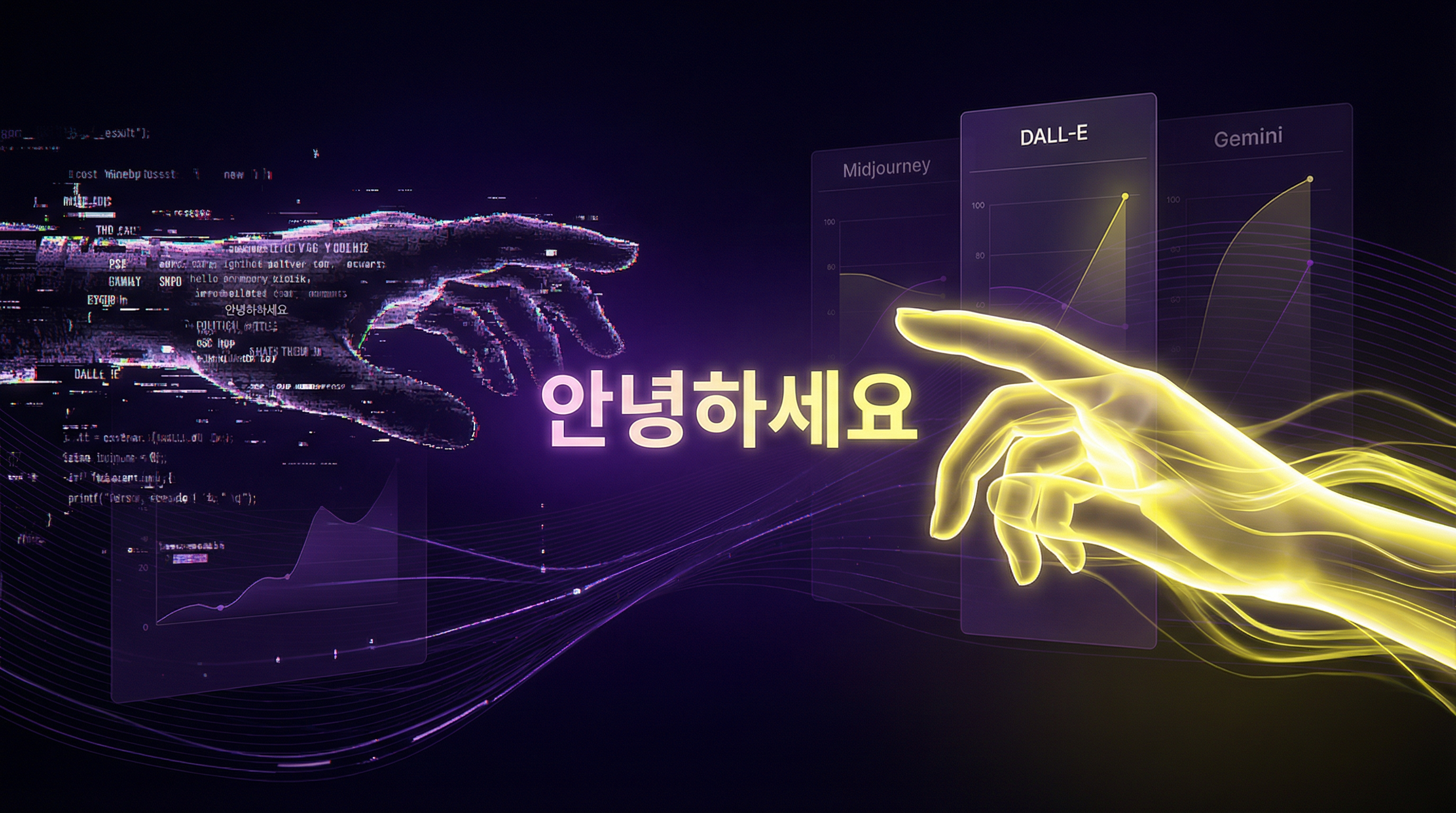 한국어 텍스트 AI 이미지 생성 인터페이스가 보이는 현대적인 사무 공간