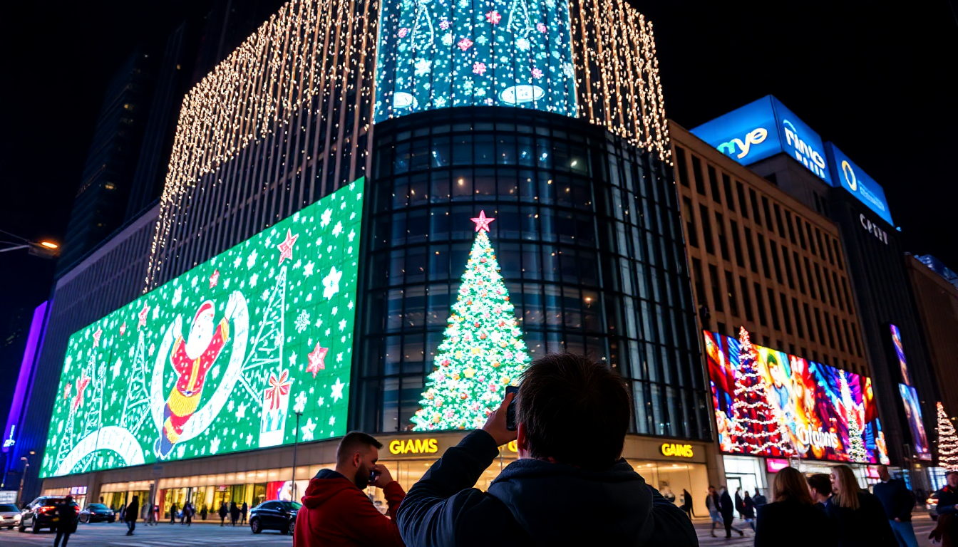미디어 파사드 쇼가 펼쳐지는 신세계백화점 본점 외관
