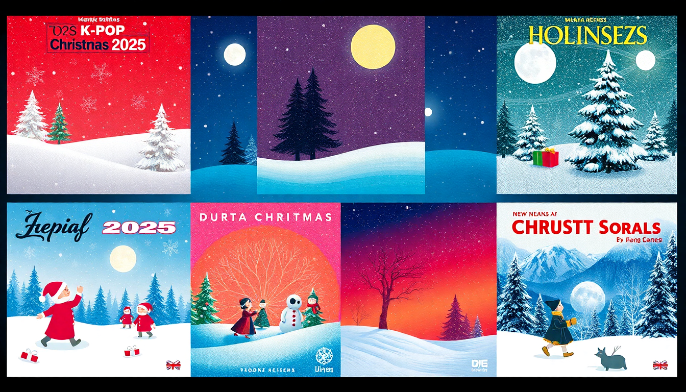 2025년 7곡 신곡 크리스마스 캐롤의 다채로운 앨범 커버 모음