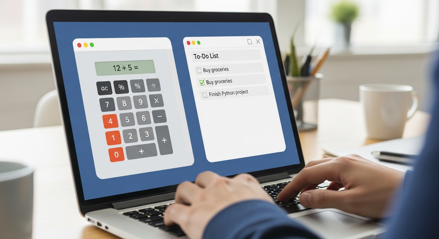 초보자가 만드는 간단한 계산기와 할 일 목록 앱 미니 프로젝트 작업 장면