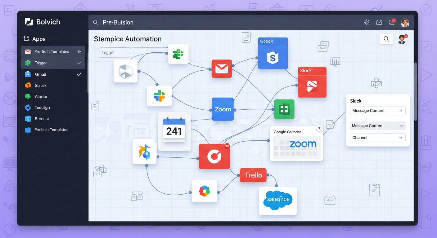 코딩 없이 마우스 클릭으로 연결되는 앱 자동화 워크플로우 대시보드 화면