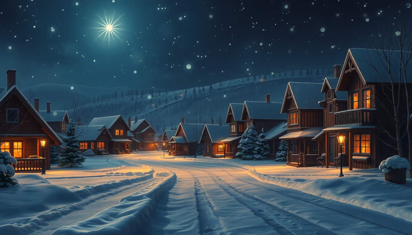 평화로운 겨울 밤의 베들레헴 작은 마을 모습