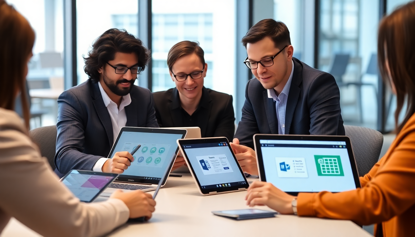 Microsoft 365 앱을 이용해 협업하는 비즈니스 팀