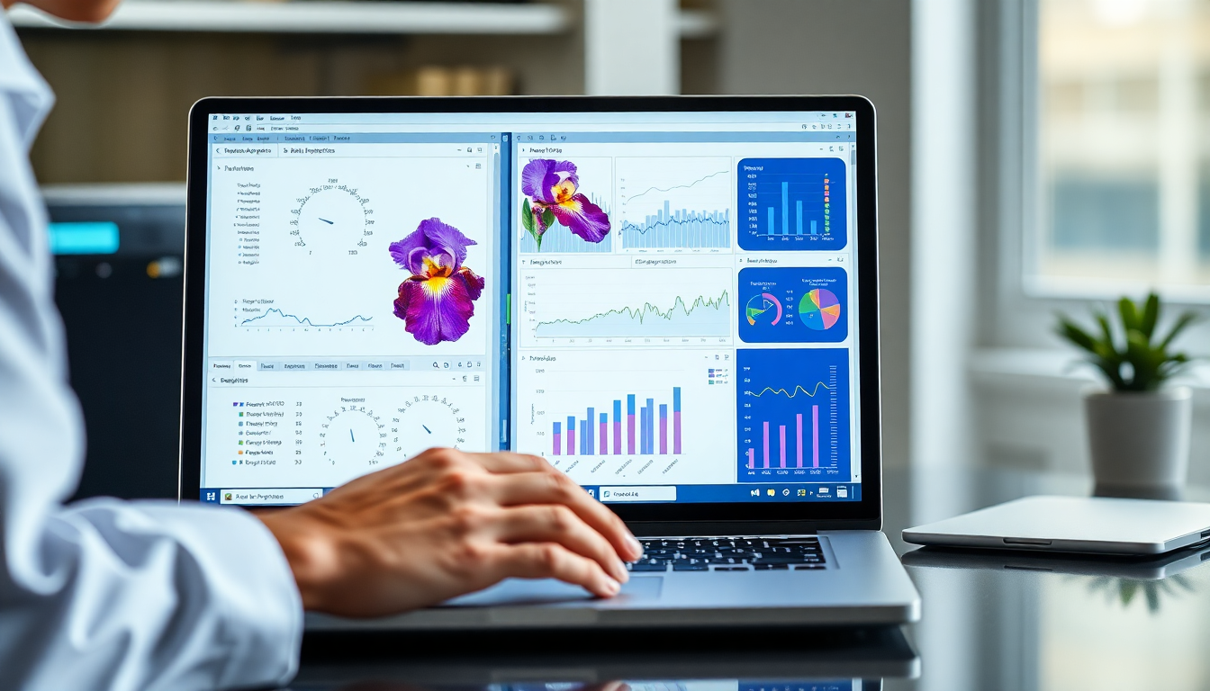 붓꽃 데이터 분석과 머신러닝 프로젝트 실습 장면