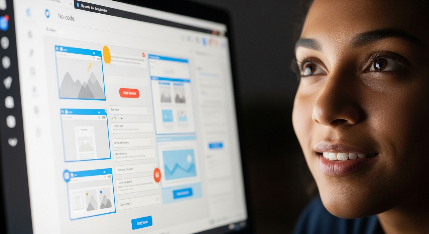 노코드 드래그 앤 드롭 웹사이트 제작 영상을 보며 희망을 느끼는 사람