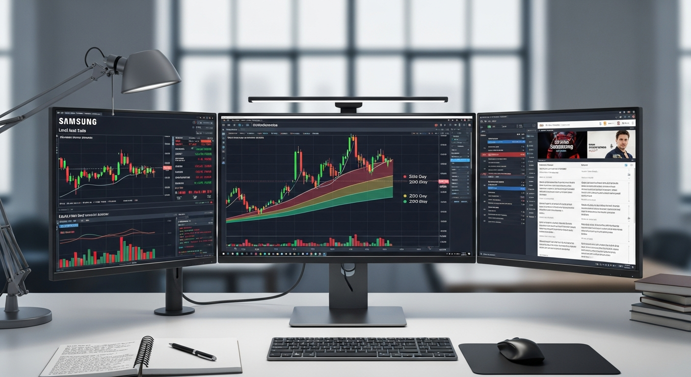 삼성전자 주식 데이터와 이동평균선 시각화를 보여주는 금융 데이터 분석 환경