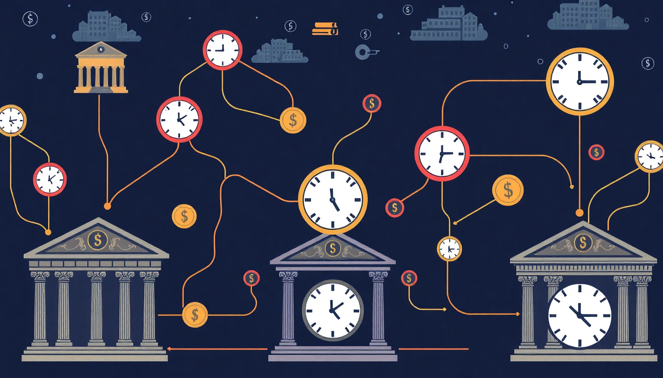 중간 은행을 거치며 느린 속도와 높은 수수료가 발생하는 SWIFT 시스템의 복잡한 연결 구조