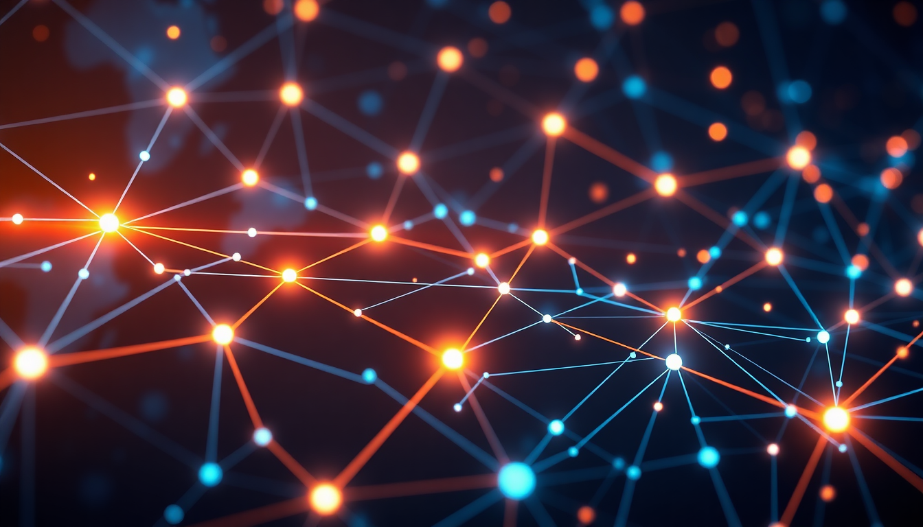 블록체인 네트워크와 빠른 거래 처리를 상징하는 국제 송금 시스템 이미지