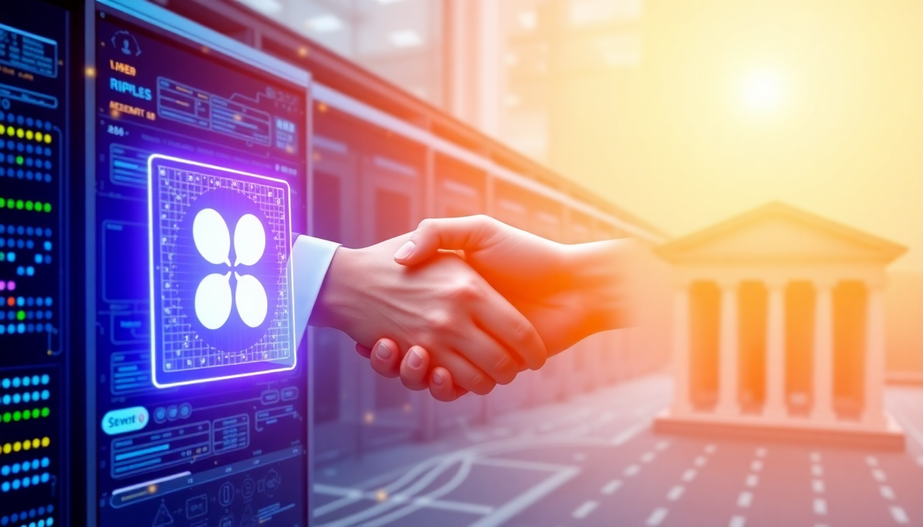 리플과 SWIFT가 상호보완적으로 공존하는 미래를 상징하는 이미지