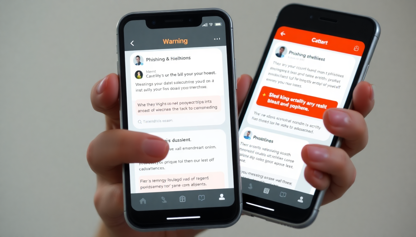 스미싱과 피싱 사기 메시지에 주의하는 사용자 장면