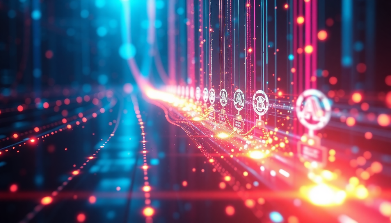 AI 이미지 생성 기술의 발전과 미래 가능성을 상징하는 미래지향적 디지털 개념 이미지