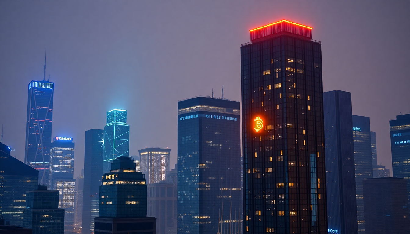 2026년 기관 투자 중심의 디지털 화폐 시장을 상징하는 금융 도시 전경