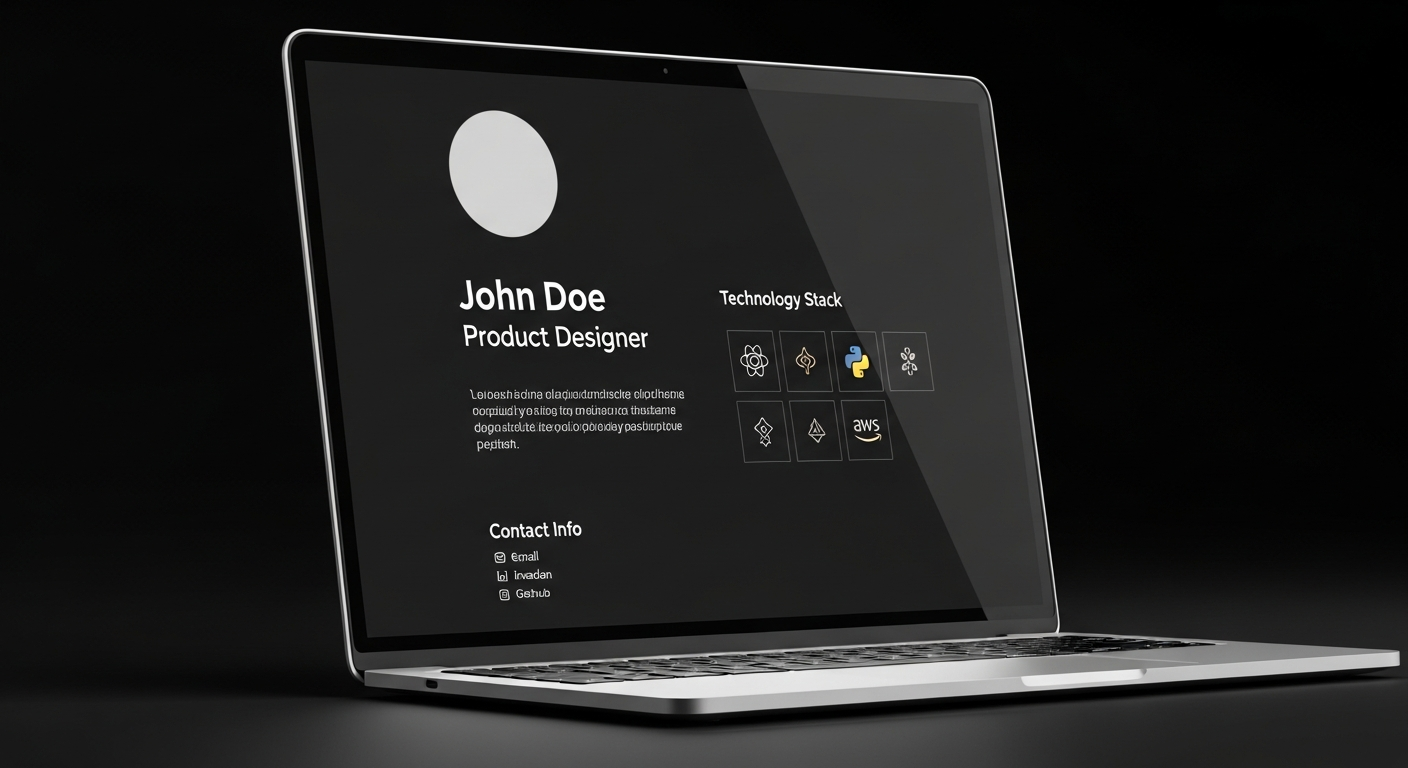 어두운 테마의 깔끔한 원페이지 포트폴리오 웹사이트 레이아웃